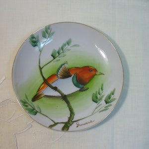 Vintage hand painted hummingbird plate - 6 inches - Made in Japan - # HS-PL-11