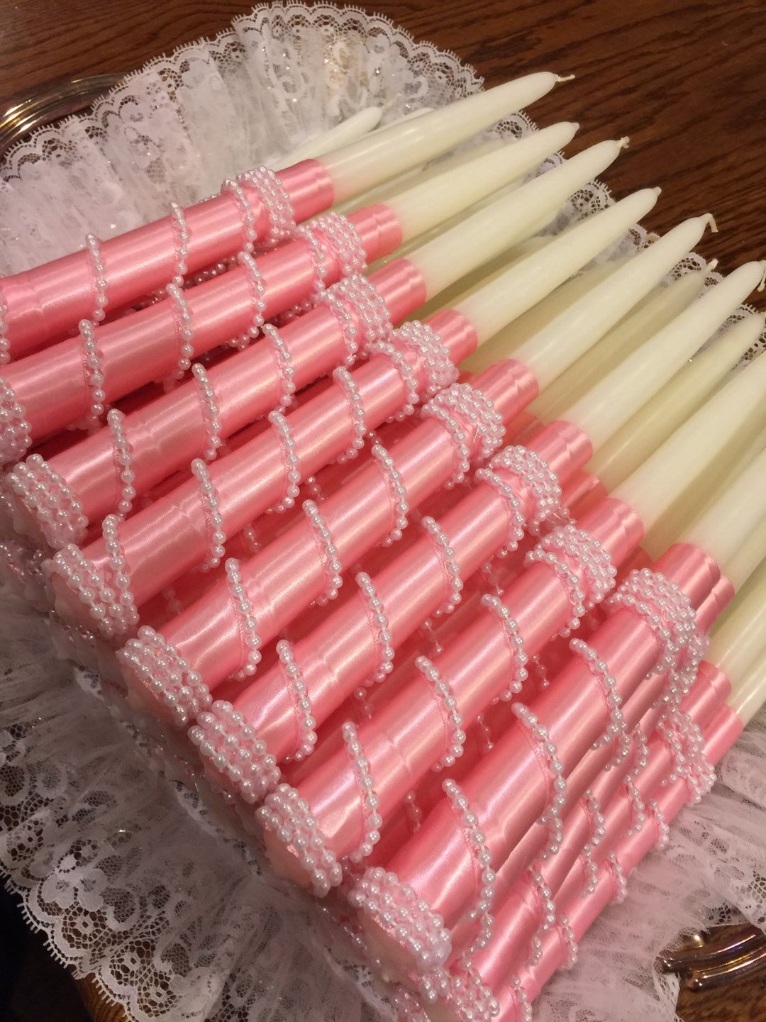 6 Baptism Candles Candle Tapers Wedding Candles Elegant Etsy