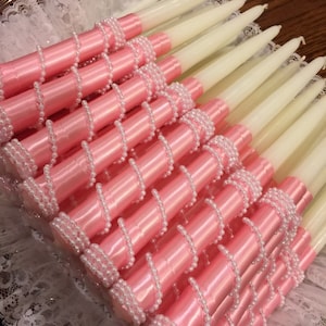 6 baptism candles, candle tapers, wedding candles, elegant candles, decorated candles