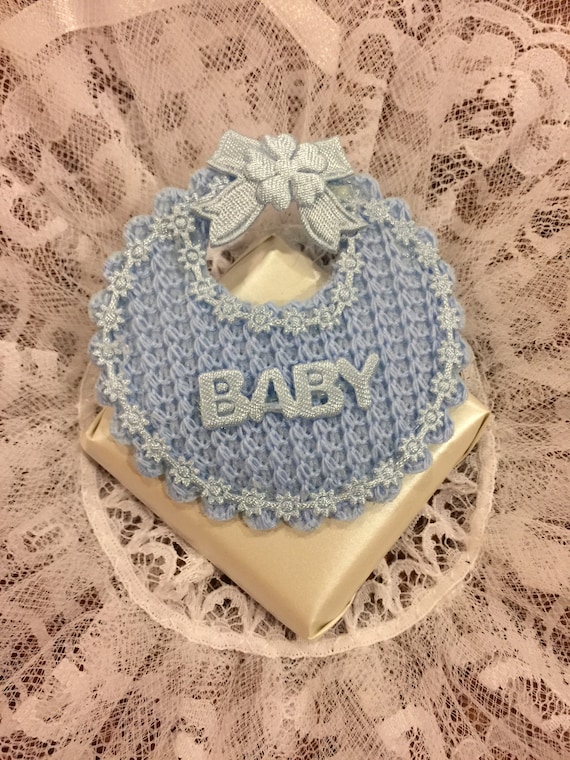 10 Baby shower favors , baby boy, Baby Blue bib, Chocolate favors, baby accessories, welcome baby