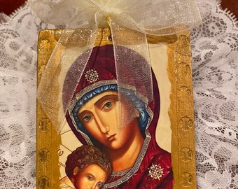 10 Religious icons favors, baptism favors,first communion favors, Greek Orthodox icons, greek wedding, first communion, Virgin Mary icon