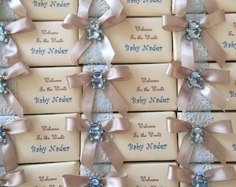 10 Baby boy, decorated chocolate, chocolate favors, welcome Baby, baby shower