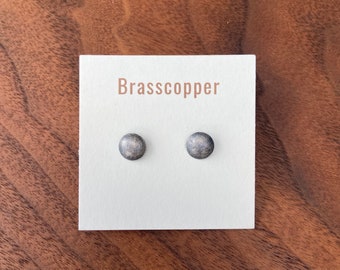 Handgefertigte Ohrstecker | Textur | Messing | Silber | Kupfer