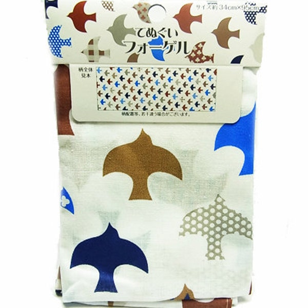 Japanese Traditional Tenugui, Hand Towel,  washcloth,  facecloth / place mat, wrapping cloth, bag/ Bird, White