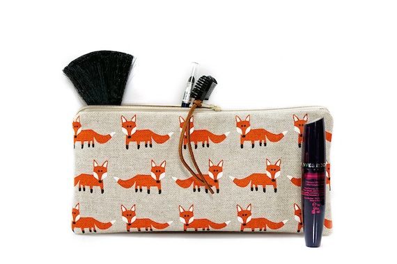 Personalised Pencil Case Girls Fox Foxes Woodland Make up Bag Gift Birthday Xmas