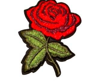 Red Rose Patch Iron on Ready Garden Flower Power Brand New Embroidered High Quality!