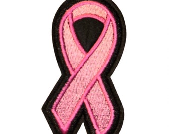 Breast Cancer Ribbon Patch Iron on Embroidered Pink Ribbob Fight Like A Girl Survivor