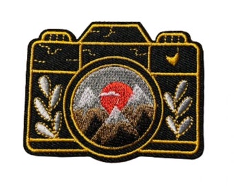 Camera Iron On Ready Patch  Embroidered Filler Patch Hat Bar Patch Outdoor Adventure