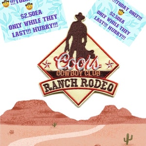 COORS Ranch Rodeo Cowboy Club Bière Patch fer à repasser prêt à l'emploi - Remplisseur de barre à chapeaux y2k
