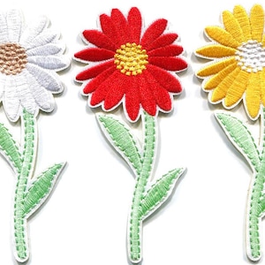 Flower Patches Iron on Ready Set of THREE (3) Daisy Garden Flower Power Brand New Embroidered High Quality!