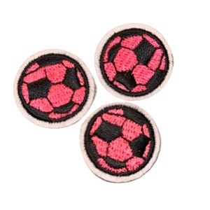 Roze voetbalpatch (3) Drie opstrijkklare velddoelsporten