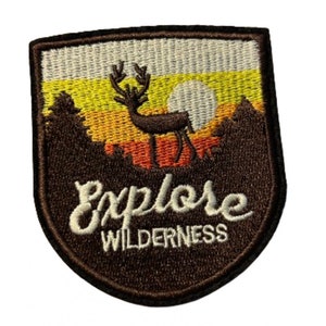 Erforsche Wildnis Patch Eisen auf bereit Patch Gestickter Füllstoff Patch Hut Bar Patch Outdoor Abenteuer Camping Zelt