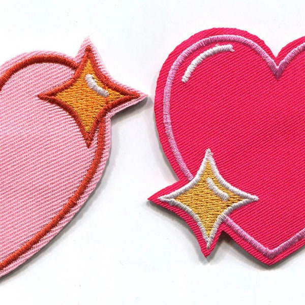 Heart Patch Iron on Patch SET of 2 Hearts Brand New Embroidered High Quality! Valentines Lot