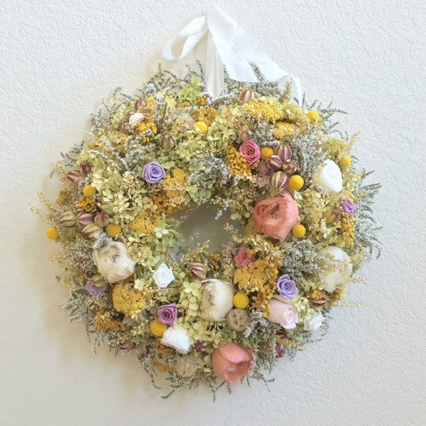 Hydrangea Wreath III - Made To Order -All Natutral OOAK Indoor Wreath - Dried Flower Arrangement  -Wedding, Housewarming Gift, Home Decor