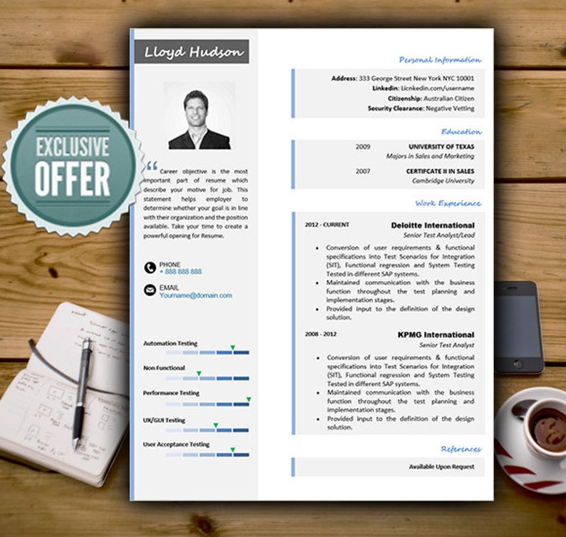 Resume Cover Letter Reference Letter Templates Instant Etsy