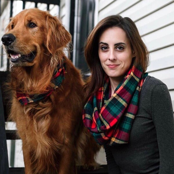 Dog Bandana and Infinity Scarf Set, Frayed Dog Bandana, Red Dog Bandana, Women's Infinity Scarf, Flannel Bandnana,Flannel Scarf