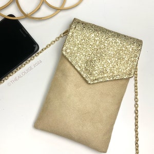 Telefoonhoesje, beige, ecru en gouden glitter smartphonehoesje