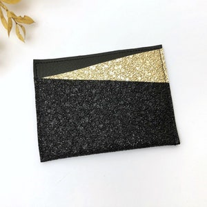 Porte carte bancaire étui CB noir et doré cadeau noël pour femme