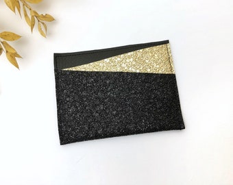 Bankkartenetui in Schwarz und Gold CB-Etui Weihnachtsgeschenk für Frauen