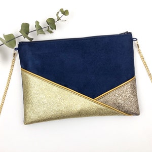 Marineblaue Clutch aus Gold und Bronze, perfekt als Accessoire für ein Abend oder Hochzeitsoutfit Bild 1