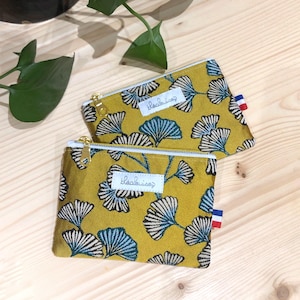 Hübsche senfgelbe Jacquard-Geldbörse mit Gingko-Muster