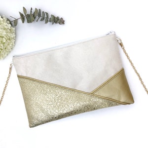 Beige and gold clutch ideal for a wedding or an evening