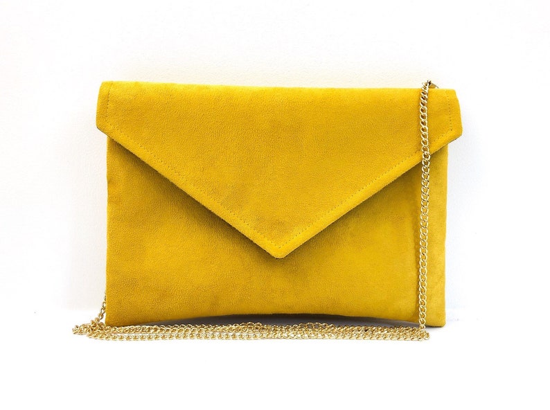 Pochette jaune moutarde unie, pochette enveloppe jaune, pochette personnalisable, mariage jaune moutarde, ThéaLouise image 8