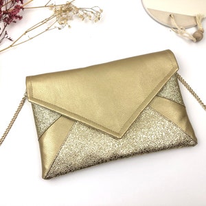Golden envelope clutch ideal for a wedding or an evening