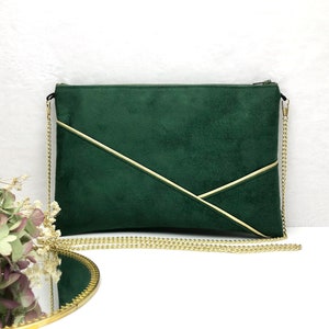 Sac Pochette vert sapin et doré parfait pour une soirée ou un mariage image 2