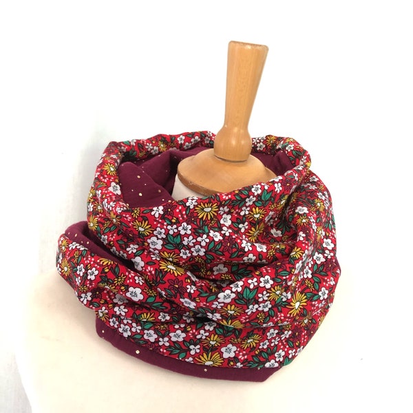 Echarpe légère Foulard femme snood Tour de cou bordeaux et rouge