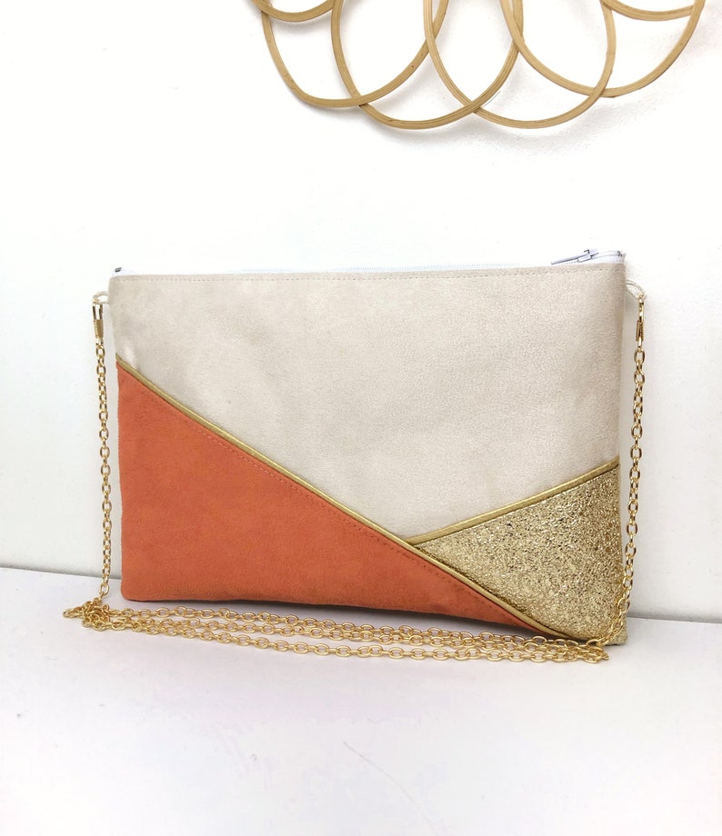 Pochette beige terracotta doré parfaite pour un mariage une soirée image 1