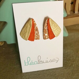 Orange rose gold and gold stud earrings perfect for a wedding, an evening or a Christmas gift for women