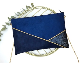 Pochette bleue cobalt et paillettes idéale en soirée ou pour un mariage