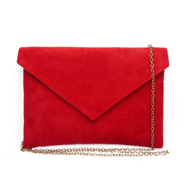 Tasca busta rossa, tasca per gli ospiti del matrimonio rosso, damigella d'onore rossa, ordine tascabile del matrimonio, su misura, ThéaLouise