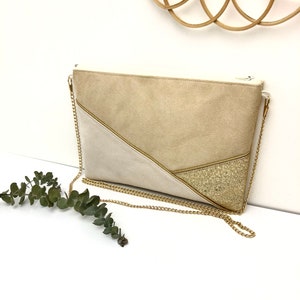 Pochette beige écru et doré parfaite pour accessoiriser une tenue d'été mariage soirée image 7