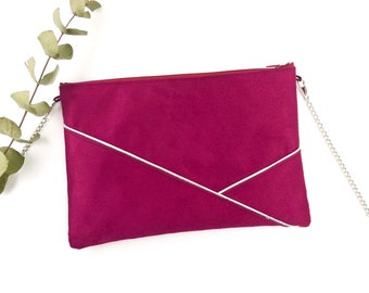 Fuchsia and silver clutch bag, perfect wedding guest or bridesmaid outfit