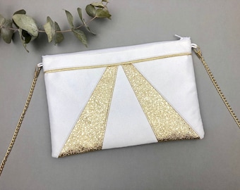 White and gold clutch ideal for weddings or bridesmaids