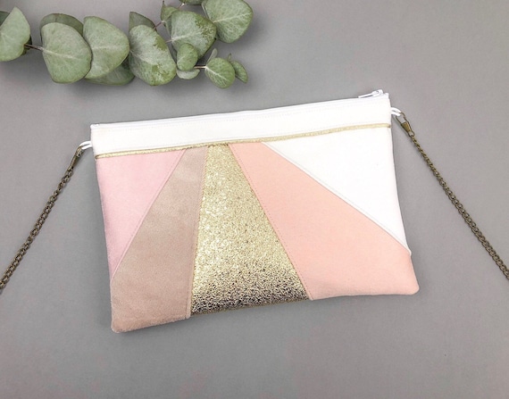 Pochette cérémonie mariage rose poudré hot sale