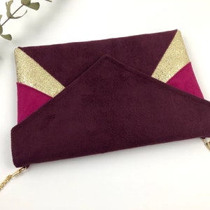 Pochette prune fuchsia dorée parfaite pour ranger l'essentiel en soirée image 5