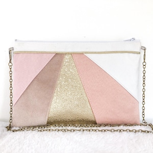 White powder pink gold clutch, evening clutch, light pink wedding clutch, pastel pink bridesmaid, ThéaLouise