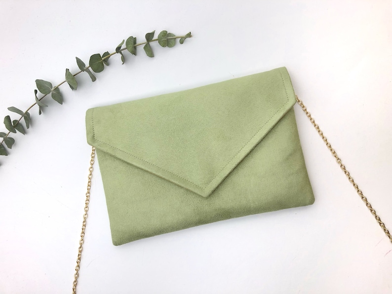 Sac pochette vert sauge parfaite pour mariage demoiselles dhonneur soirée image 1