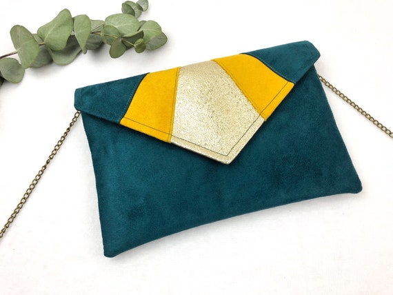 Blue and sales yellow clutch bag