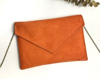 Orange women's clutch bag wedding orange theme bridesmaid evening