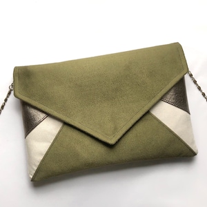 Khaki green and bronze clutch bag perfect for wedding evening bridesmaid