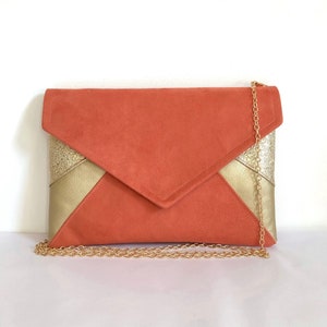 Pochette in terracotta e oro per un matrimonio o una serata immagine 3