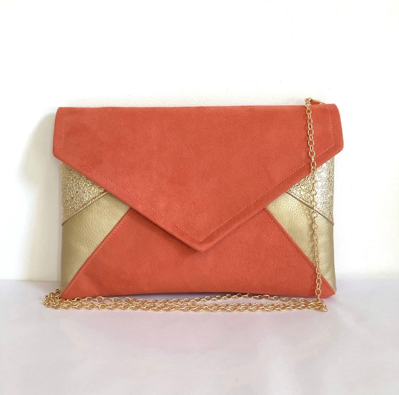 Pochette in terracotta e oro per un matrimonio o una serata immagine 3