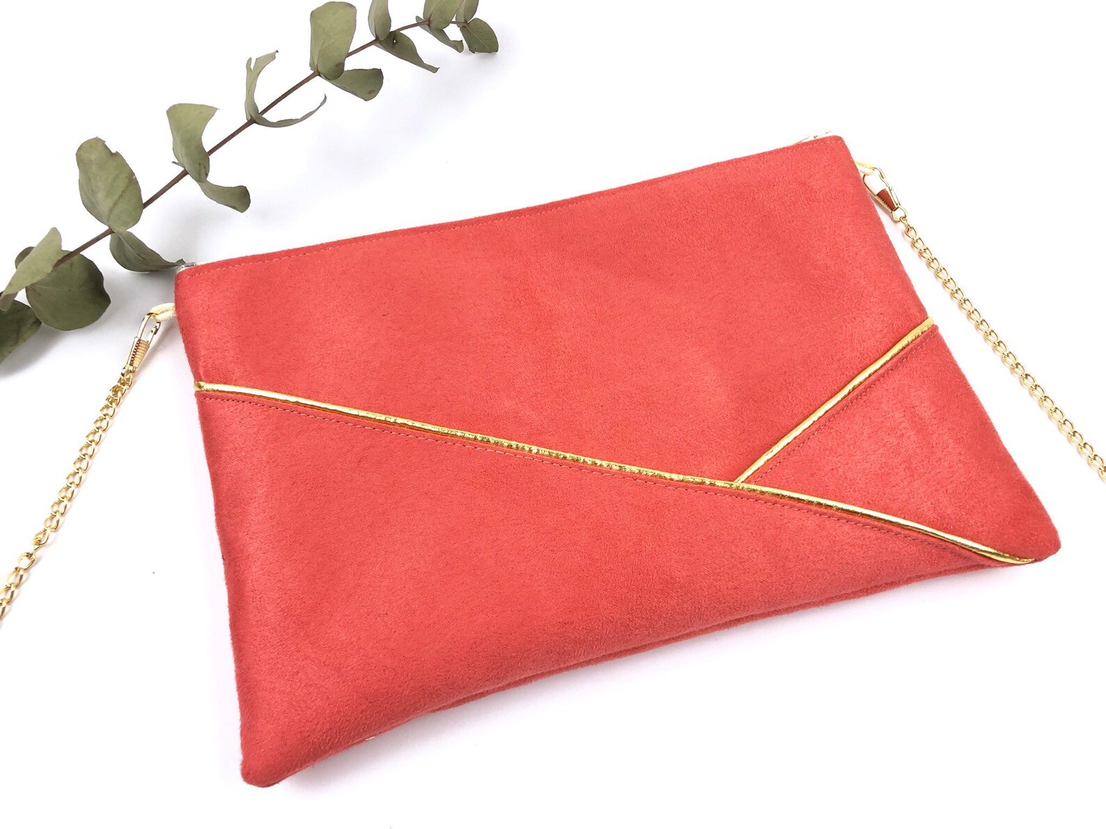 Coral pink clutch bag perfect for wedding guest or bridesmaid Etsy