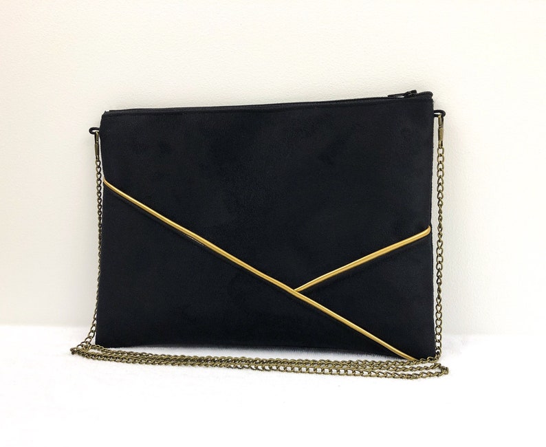 Sac femme Pochette noire et dore parfaite pour une soirée une cérémonie image 2