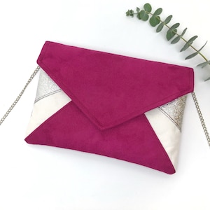 Sac femme Pochette rose fuchsia argenté pour ranger vos effets lors d’une soirée un mariage