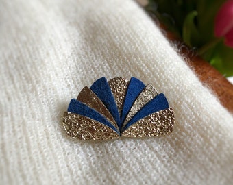 Women's cobalt blue and gold brooch, sweater coat blouse accessory, gift for women